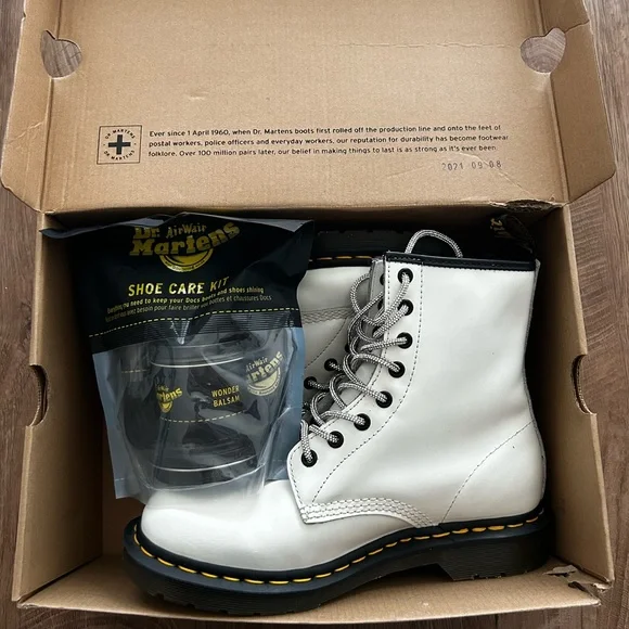 Dr. Martens White Lace Up Boots - Picture 1 of 8